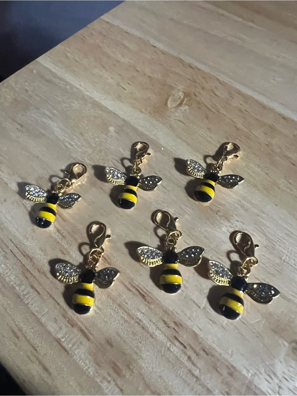 Gold Bee Charm Pendant - Yellow & Black Enamel M76